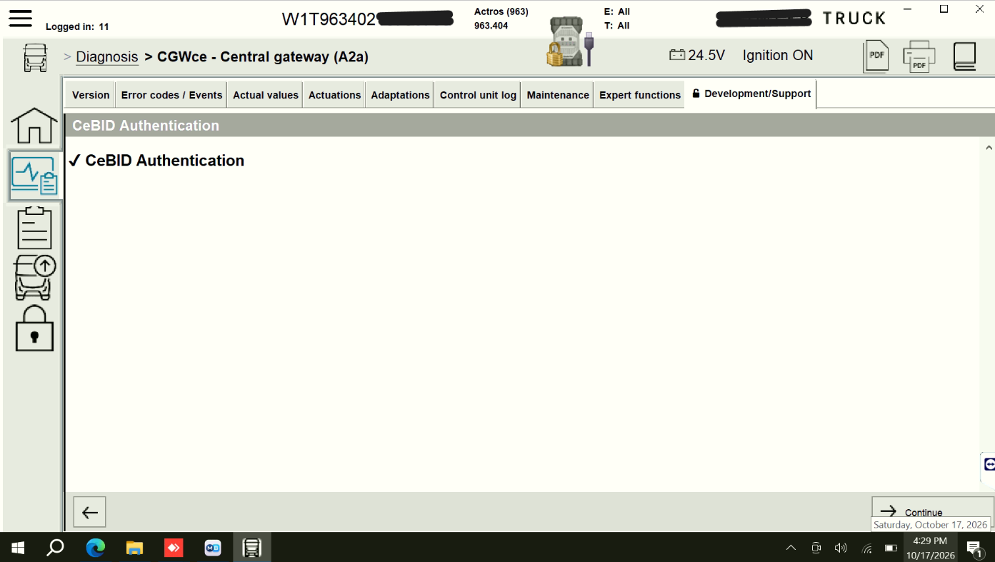CeBID Authentication confirmed in Development/Support